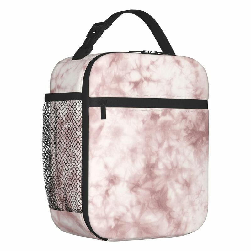 Peachy-Pink Boho Tie Dye Pattern Lunch Bag Isolado Térmico para Mulheres, Lunch Tote para Escritório Escolar, Outdoor Multifunction Food Box