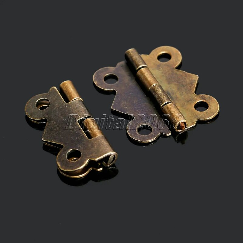 12pcs Antique Brass 4 Holes Butterfly Hinges Jewelry Chest Gift Wine Box Wooden Case Dollhouse Drawer Cabinet Door Hinges&Screws