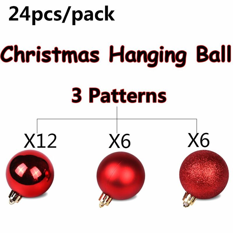 24Pcs 3/4/6cm Plastic Home Decor Crafts Ball Bauble Christmas Tree Decoration Xmas Hanging Drop Pendant