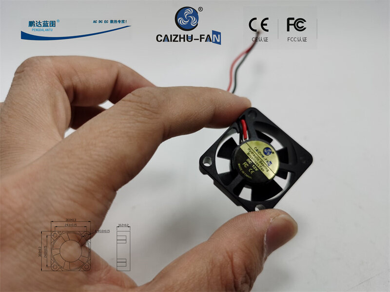 CAIZHU-Rolamento Hidráulico Mini Ventilador de Refrigeração, 3010 Silencioso, 12V, Linha Curta, Placa gráfica 3cm, 30x30x10mm, Novo