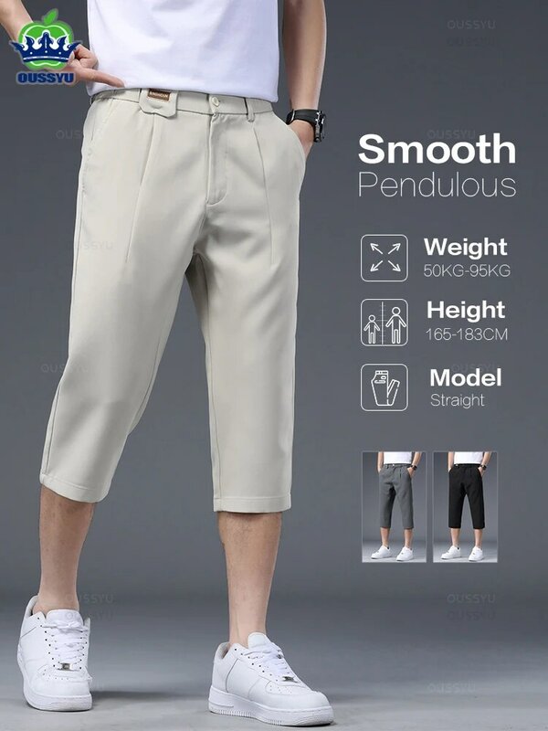 Pantalon droit à longueur de mollet pour homme, vêtement de marque, de haute qualité, doux et résistant, idéal pour le bureau
