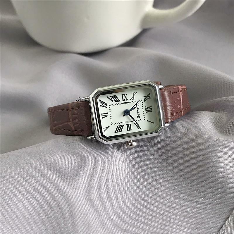 Zegarki Retro klasyczny, na co dzień, kwarcowy, skórzany pasek, prostokątny zegar, modne zegarki na rękę dla kobiet