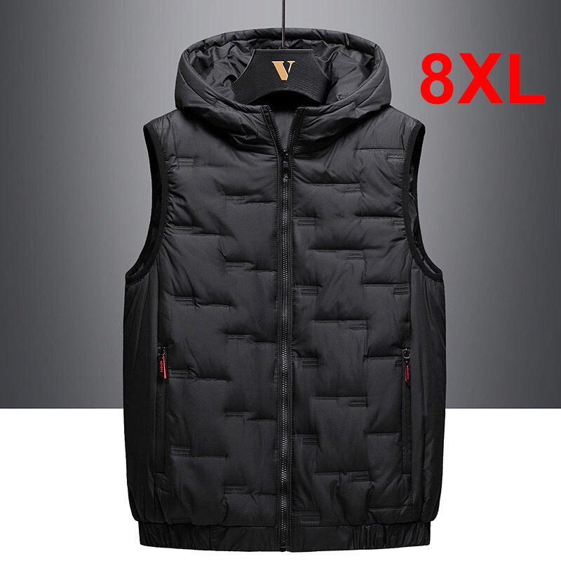 Jesienno-zimowa gruba kamizelka męska moda ciepłe kamizelki bezrękawnik płaszcz w jednolitym kolorze kamizelka męska Plus rozmiar 7XL 8XL