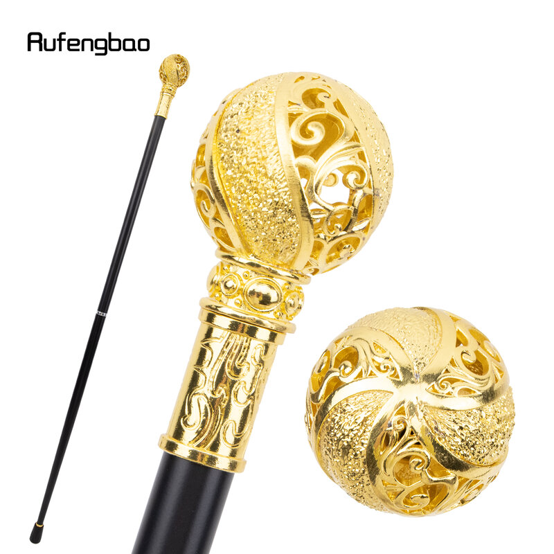 Golden Flower Ball Walking Cane Fashion Decorative Walking Stick Gentleman Elegant Cosplay Cane Knob Crosier 94cm