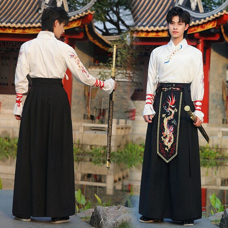 Tradycyjny Hanfu sukienka mężczyzna dynastia Han kostium para chiński styl szermierz etapie Cosplay mężczyzna japoński samuraj ludowej strój Tang