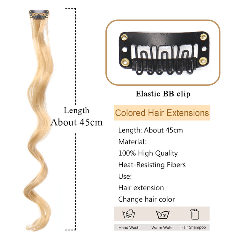 HUAYA sintetico lungo riccio donna Clip resistente al calore nell'estensione dei capelli parrucchino oro grigio viola rosa rosso colorato Extension