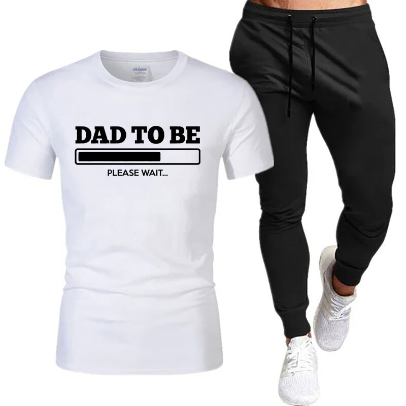 2024 Summer Men's Tracksuit Suit Best Chihuahua Dad Ever Print Short Sleeve T-Shirt+Trousers 2 Piece Sets Pants Sportswear Suit