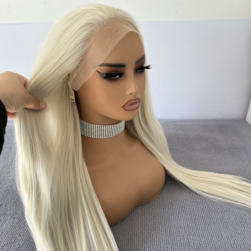 Cosplay Female Bleach Blonde Lace Front Wigs Long Heat Safe Fiber Hair Full Head