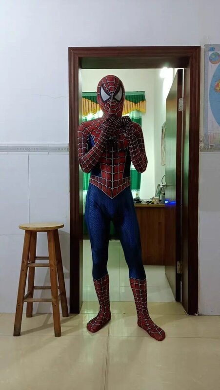 Disfraz de Spiderman Raimi para niños y adultos, traje Zentai clásico de Halloween con estampado 3D, monos de fiesta