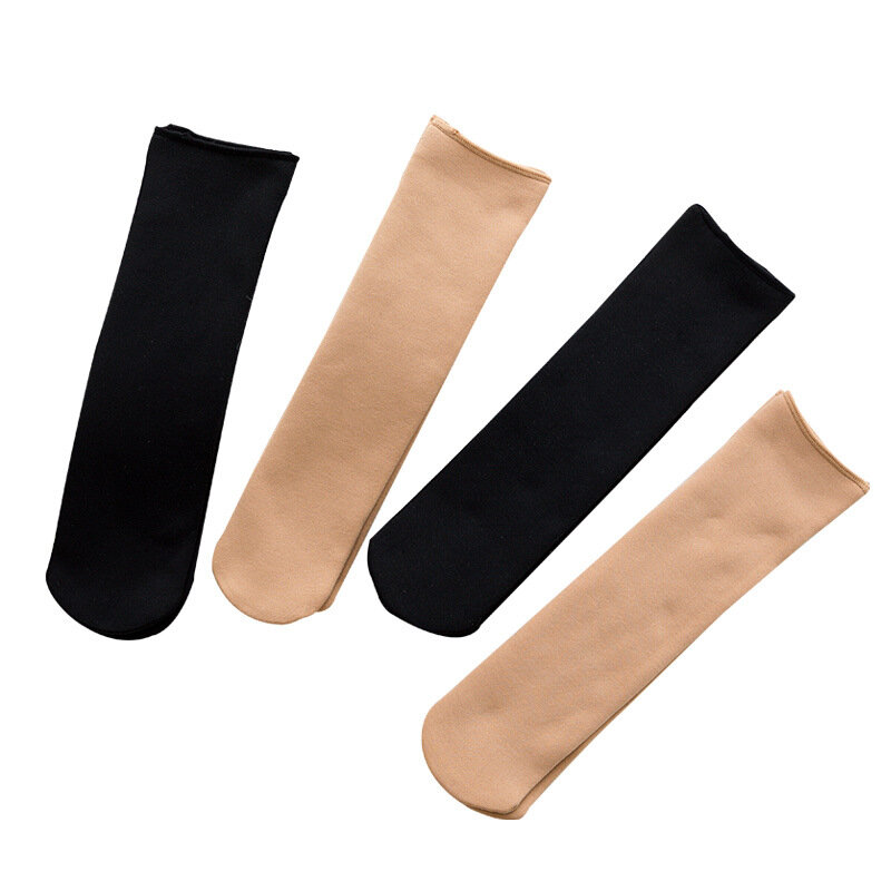 Носки женские средней длины, теплые плюшевые носки для снега для взрослых, модные однотонные утепленные носки для пола, Осень-зима