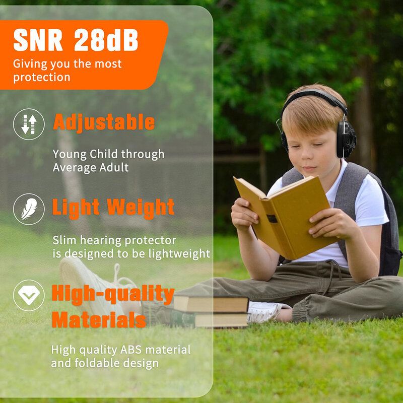 ZOHAN Kids Ear Protection Hearing Safety Noise Reduction Adjustable Earmuffs For Children Autism Hearing Sensory Issues NRR 25dB