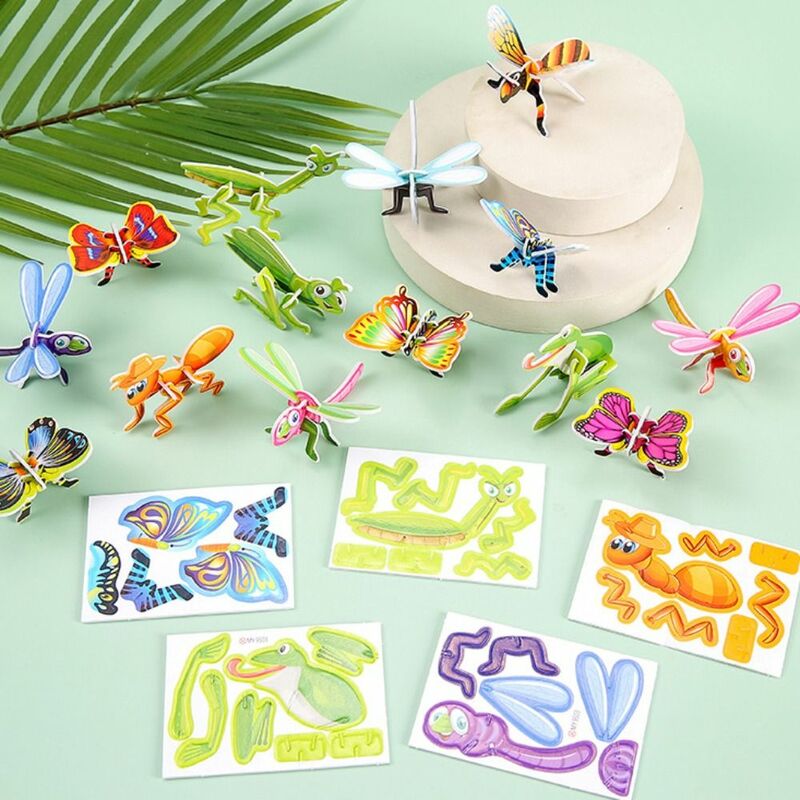 10pcs Funny Insect Paper Jigsaw Puzzles Insect Cognition Cartoon Insect Paper Mode Paper Handmade DIY Handmade Paper Card