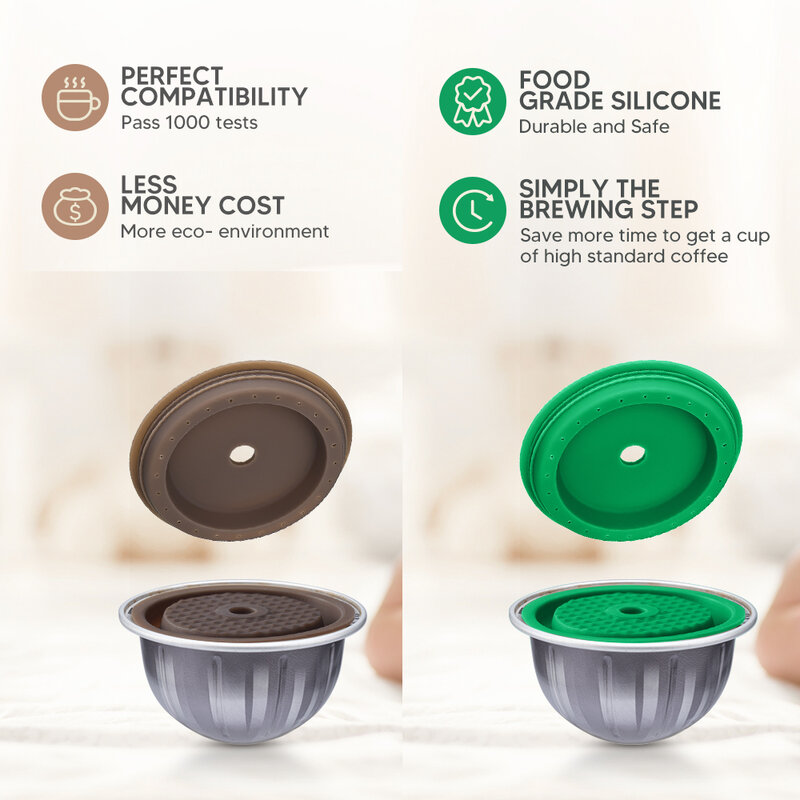Tutup penutup silikon yang dapat digunakan kembali untuk penutup Pod tutup kapsul kopi Nespresso Vertuo berikutnya dapat digunakan kembali & tutup silikon kelas makanan