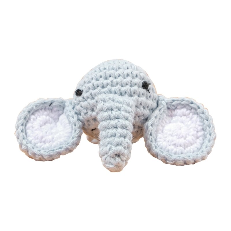 K1MA Acessório de cabeça de animal de crochê feito à mão DIY Chupeta para bebês Peça de corrente para recém-nascidos Brinquedo