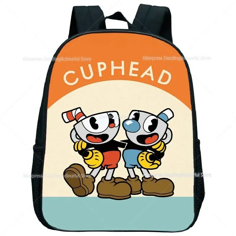 CUPHEAD Kids Kindergarten Backpack Baby Girls Boys Mochilas Mini Cartoon Pattern Knapsack Toddler Children Anime Rucksack