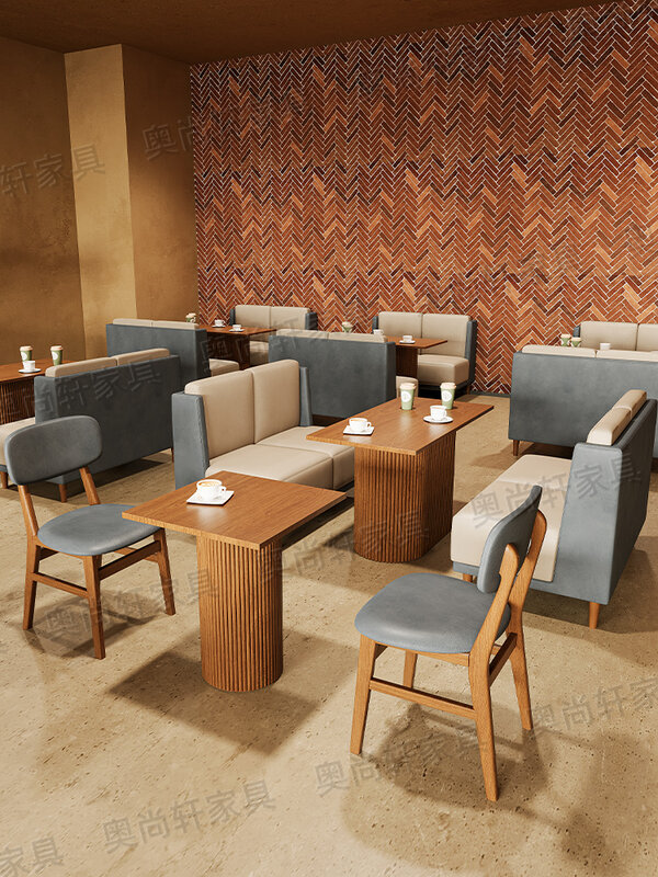 Tabouret de salle à manger en bois massif, combinaison table et chaise, siège avec carte, café commercial, hot pot, nourriture, dessert, boutique chinoise