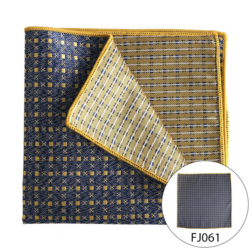 High Brand Silk Kandkerchief Men Orange Yellow Dot Plaid Pocket Square Fit Formal Party Pocket Square Handkerchiefs Suit Hanky