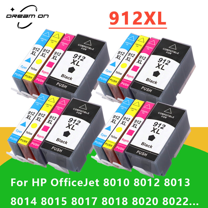 Cartucho Ink 912 xl 912xl 917xl premium, cor, compatível com hp officejet 8010 8012 8015 8020 8025