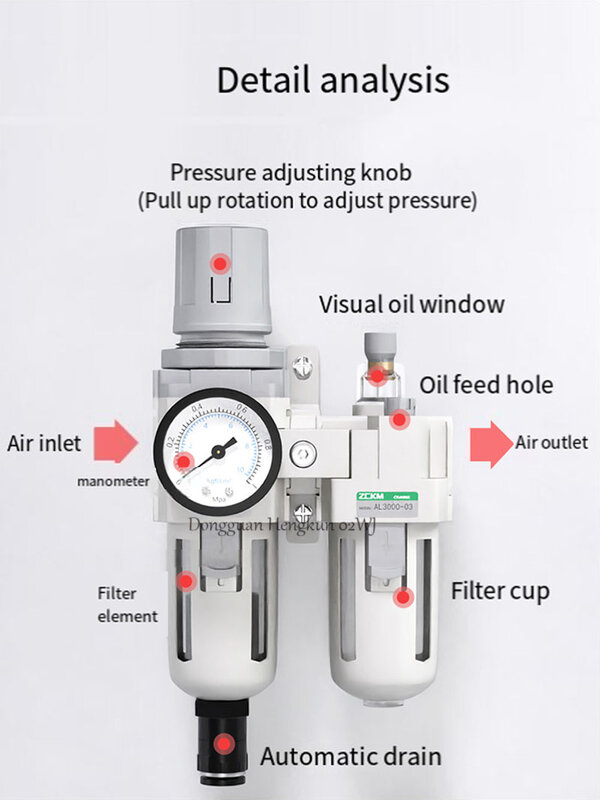 Procesador de fuente de aire AC4010-04, unidad Dual, válvula reguladora de presión de aire, drenaje automático, filtro separador de aceite y agua