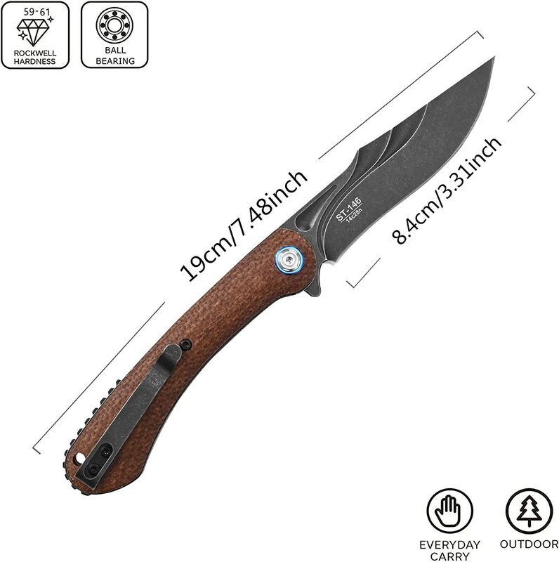 Nóż składany Sitivien ST146 14C28N ostrze stalowe G10/uchwyt Micarta kieszonkowy nóż EDC do narzędzi domowych Outdoor Camping piesze wycieczki