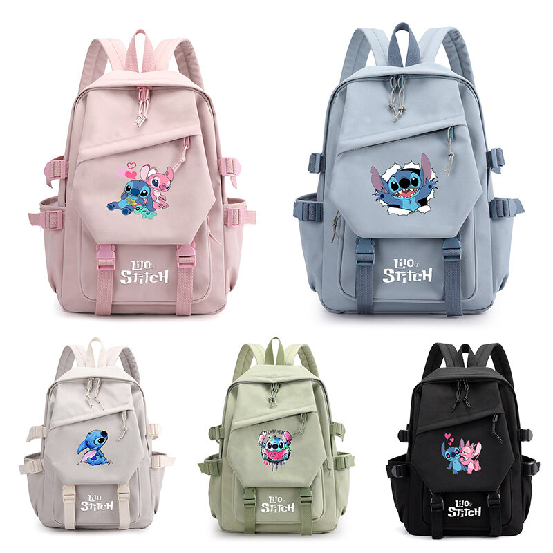 กระเป๋านักเรียนสำหรับเด็กเด็กหญิงเด็กชาย Disney Lilo Stitch กระเป๋าเป้ผู้หญิงกระเป๋าเป้สะพายหลังเดินทางสำหรับวัยรุ่น