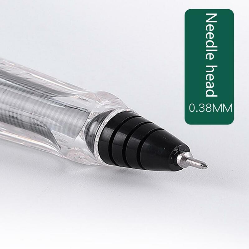 Pena jenis pena Gel Piston pena Gel transparan jarum putih pena Gel alat tulis kaligrafi 0.5/0.38mm kepala sekolah kancing peluru X9H1
