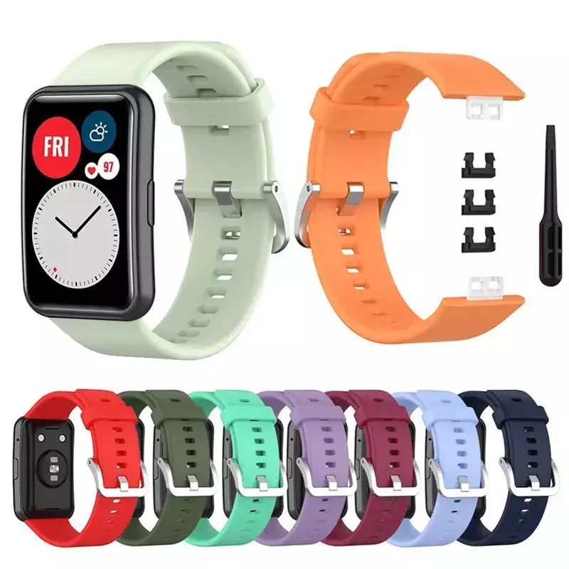 Silicone Band para Huawei Watch, Correia de Substituição, Pulseira, Acessórios Smartwatch, Fit para FIT 2, Colorido
