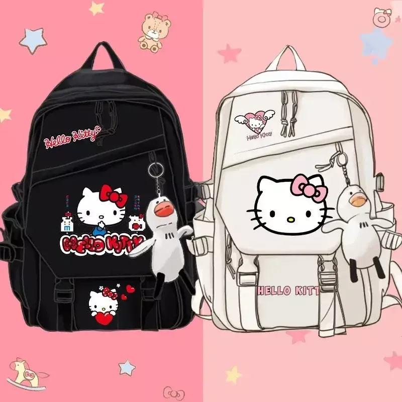 Bolsa de gran capacidad de Hello Kitty, kawaii mochila escolar para estudiantes Sanrio, mini mochila colgante de dibujos animados para niños y niñas, regalo lindo