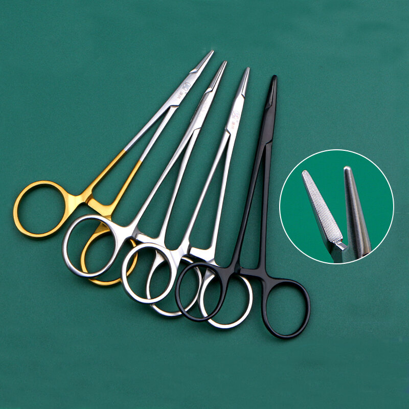 Kanghong double eyelid needle holding pliers Cosmetic plastic holding needle Stainless steel gold handle needle holding pliers 1