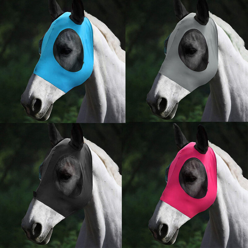 Máscara de cavalo equestre suprimentos cavalo rosto anti-mosquito capa anti-inseto anti-mosca máscara de cavalo face malha voar capa protetora