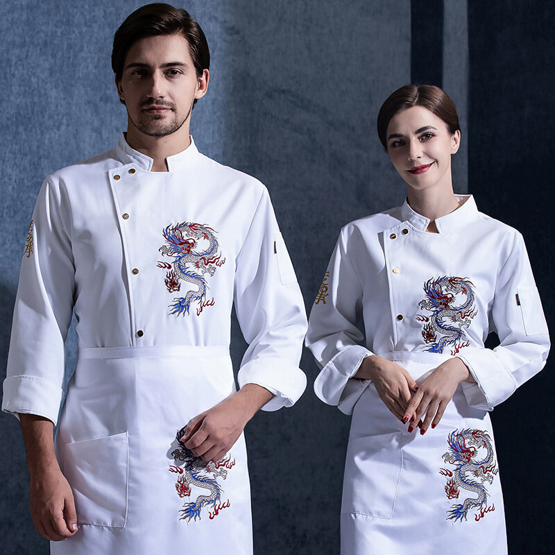 Chef Uniform Long Sleeve Autumn and Winter Clothes Catering Hotel Restaurant Kitchen Clothes Cake Shop Baking Clothing Chef Over