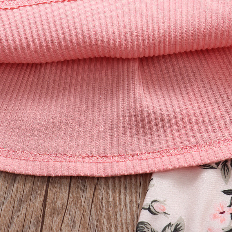 0-3 Monate Neugeborene Baby Kleidung Set süße rosa Farbe Langarm Tops Blumen hose Stirnband 3 Stück Baby Mädchen Kleidung Anzug
