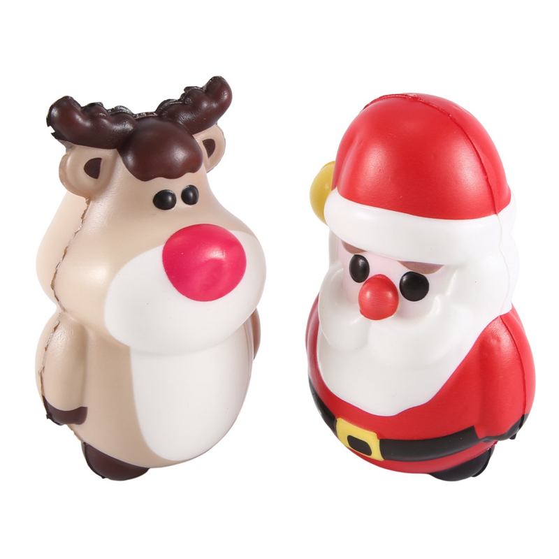 PU 스트레스 해소 장난감 인형 산타 클로스 순록 크리스마스 선물, 느린 리바운드 스트레스 해소 스퀴즈 장난감, 4 개