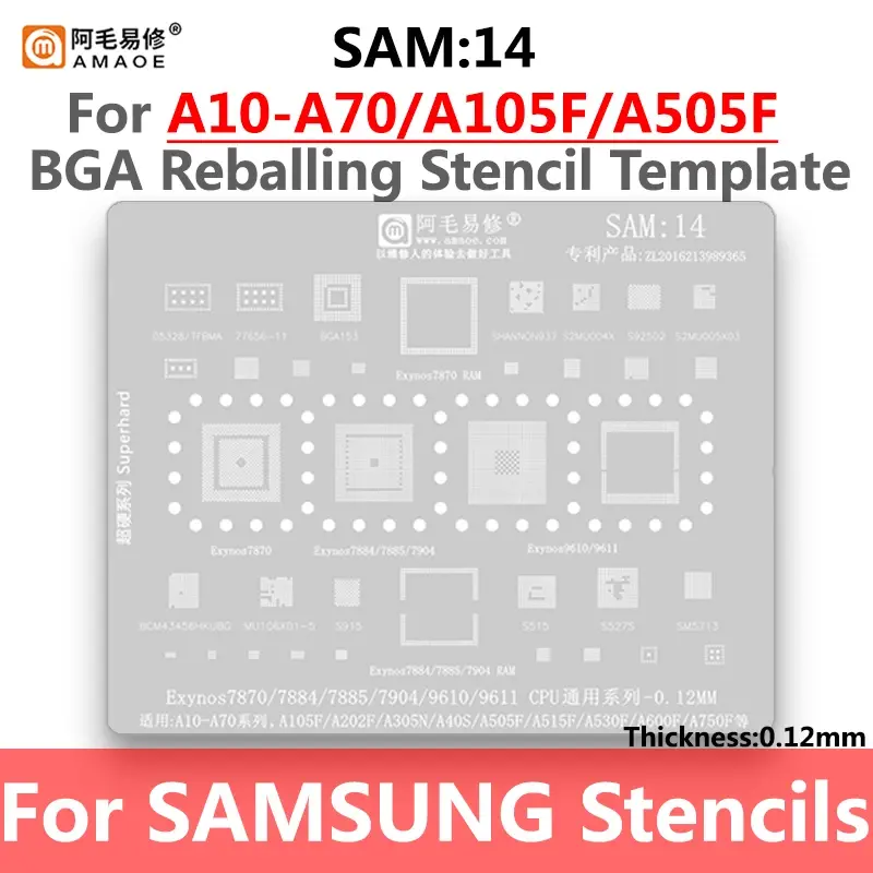 Amaoe เครื่องชาร์จไฟ CPU แบบครบวงจร SAM1-18 BGA reballing ลายฉลุสำหรับ Samsung All Series a/c