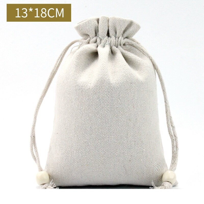 50 шт./лот 8x10, 13x18 см белые хлопковые льняные пакеты на шнурке подарочная упаковка маленькая сумка домашние организующие хлопковые мешки