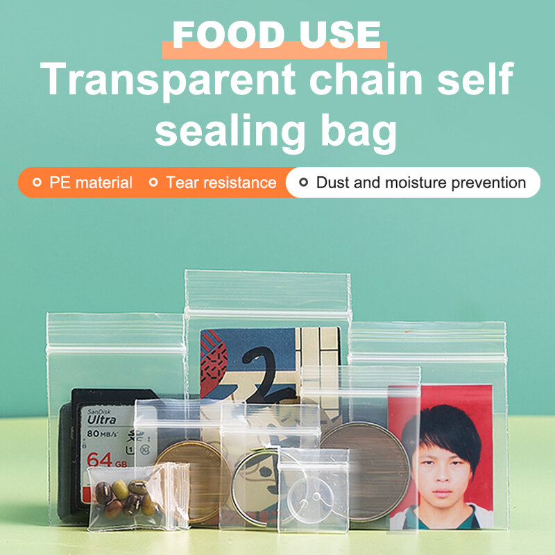 100Pcs/Bag PE Plastic Packaging Bags Ziplock Bag Pill Packaging Bag Thicken Packaging Seal Bag Jewelry Bag 2x3cm 2.5x3cm 3.5x5cm