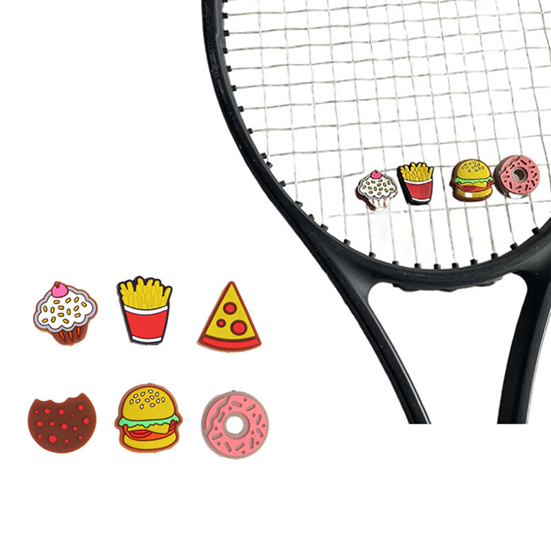 2022ใหม่ซิลิโคนแฮมเบอร์เกอร์พิซซ่าคุกกี้ Donut ไม้เทนนิสการสั่นสะเทือน Dampener ตัวหน่วงการสั่นสะเทือนเทนนิส Racquet Dampers