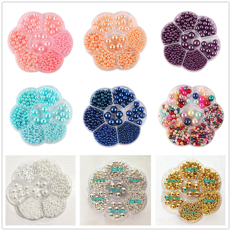 IYOE-Perles acryliques rondes de différentes tailles, 1150 pièces/boîte, 3-12mm, pour bijoux de direction, bracelet, collier, couture, DIY