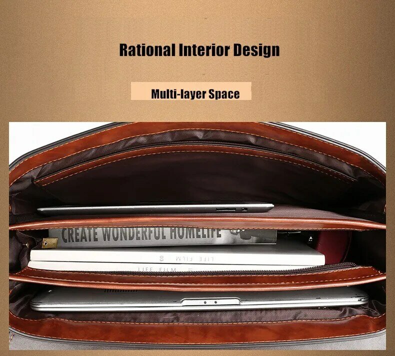 Men's Business Handbag Password Lock Executive Briefcase Rero Portfolio Attache Large Capacity Office Computer Bag