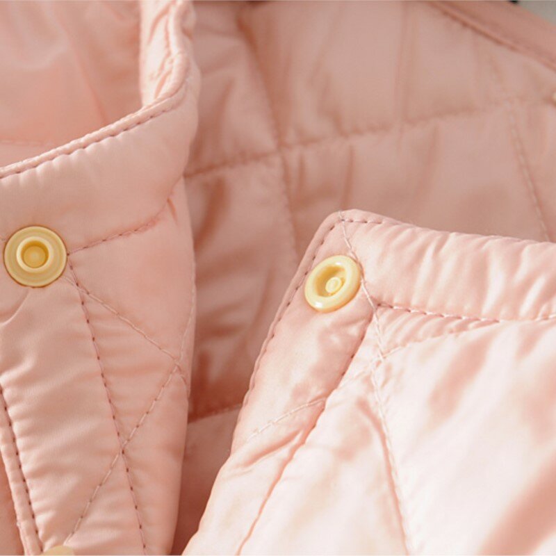 Jesienne krótka Parka Plus Size damskie modne jednolity kolor smukłe lekkie pikowana kurtka zimowe ciepłe płaszcz z suwakiem w stylu Argyle