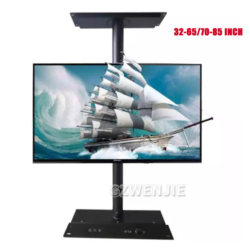32"-85" Cold-rolled Led Steel LCD TV Stand Mounts Bracket In Partition Wall 360° Rotate Height Optional 1000/900/800mm