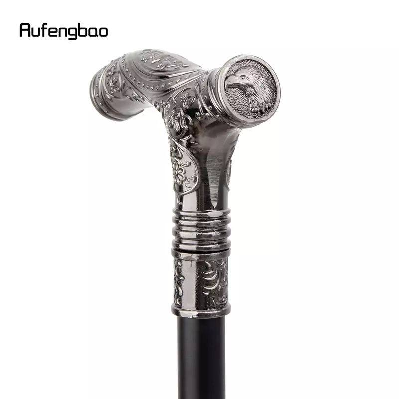 실버 독수리 머리 꽃 토템 릴리프 워킹 지팡이, 패션 워킹 스틱, 신사 크로시에 손잡이, 93cm