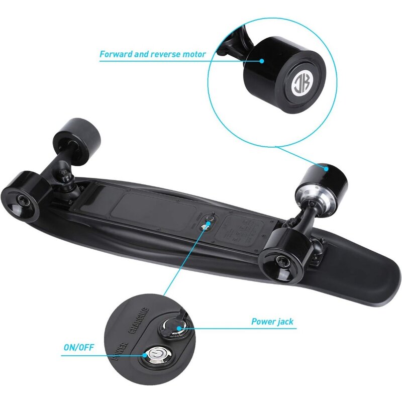 Elektrisch Skateboard Met Afstandsbediening, 350W Naafmotor, 12.4 Mph Topsnelheid, 5.2 Mijl Bereik, 3 Snelheden Aanpassing, Elektrisch Skateboard