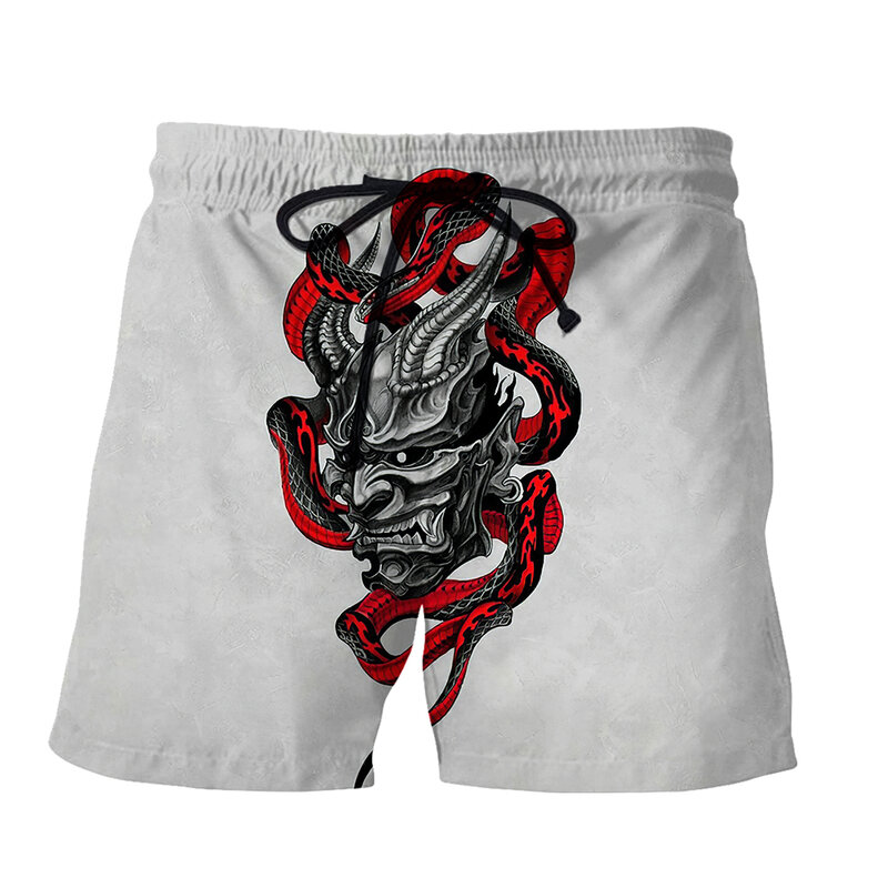 SONSPEE diabeł potwór Harajuku lato 3D spodenki z nadrukiem odzież Plus Size mężczyźni kobiety styl Horror złe kły sportowe krótkie spodnie
