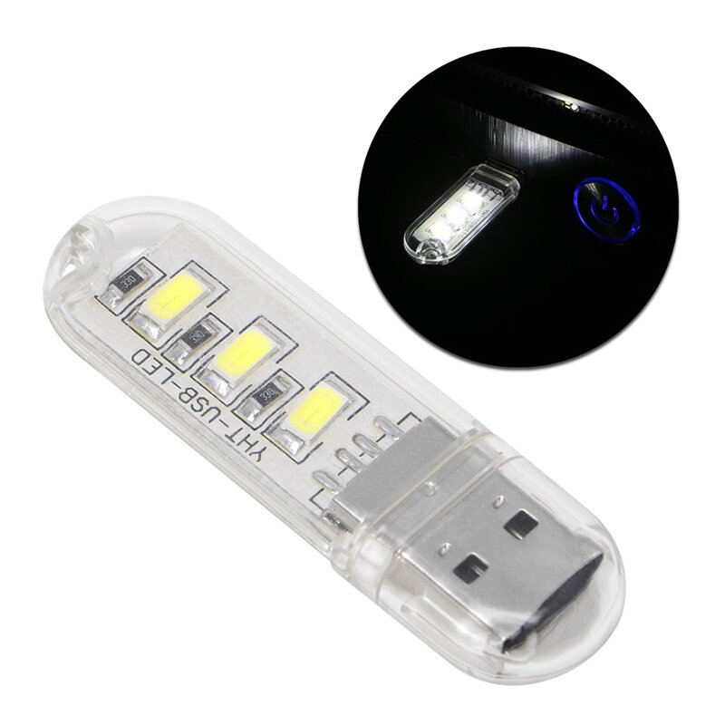 ポータブルミニUSB LEDナイトライト,キャンプ用品,3 LEDチップ,0.2 W,常夜灯