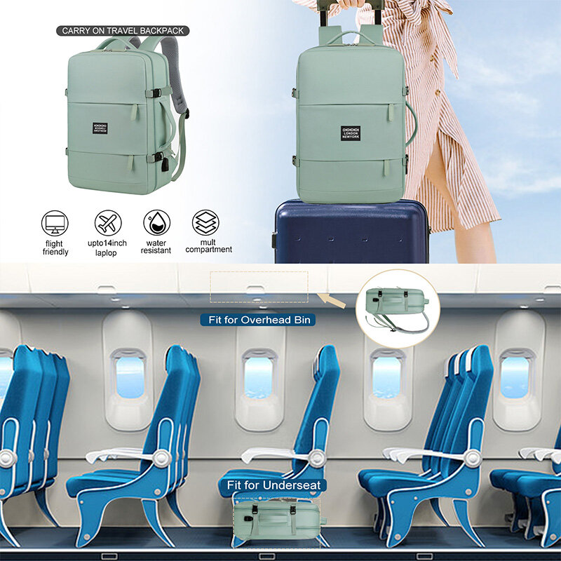 Aviation backpack 180 open gray nylon cabin backpack 46x32x15 multifunctional USB charging computer bag