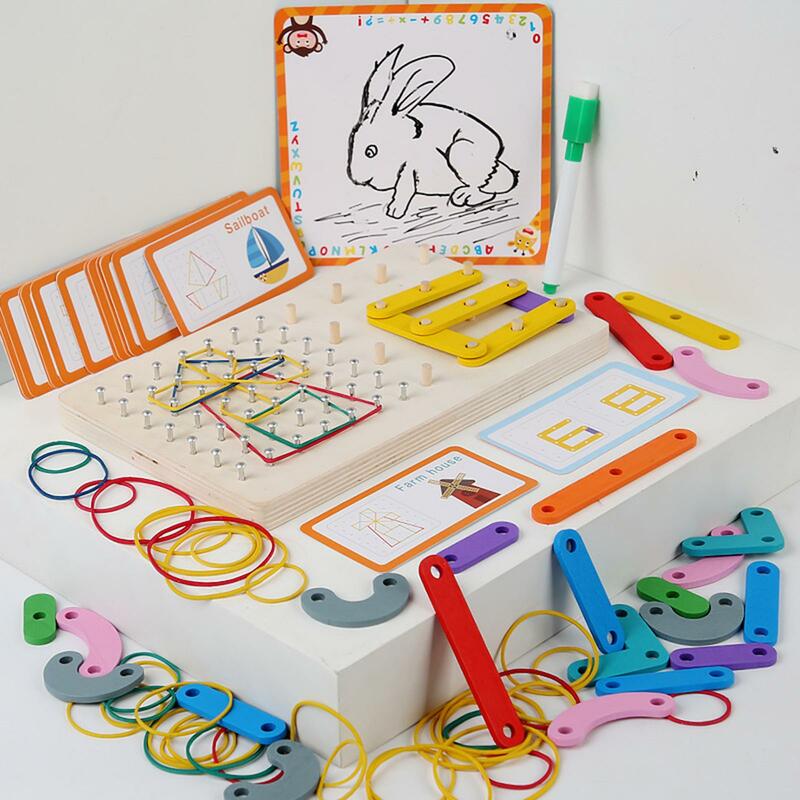 Houten Geoboard Brain Teaser Diy Speelgoed Geo Board Voor Baby Boy Meisjes Kids