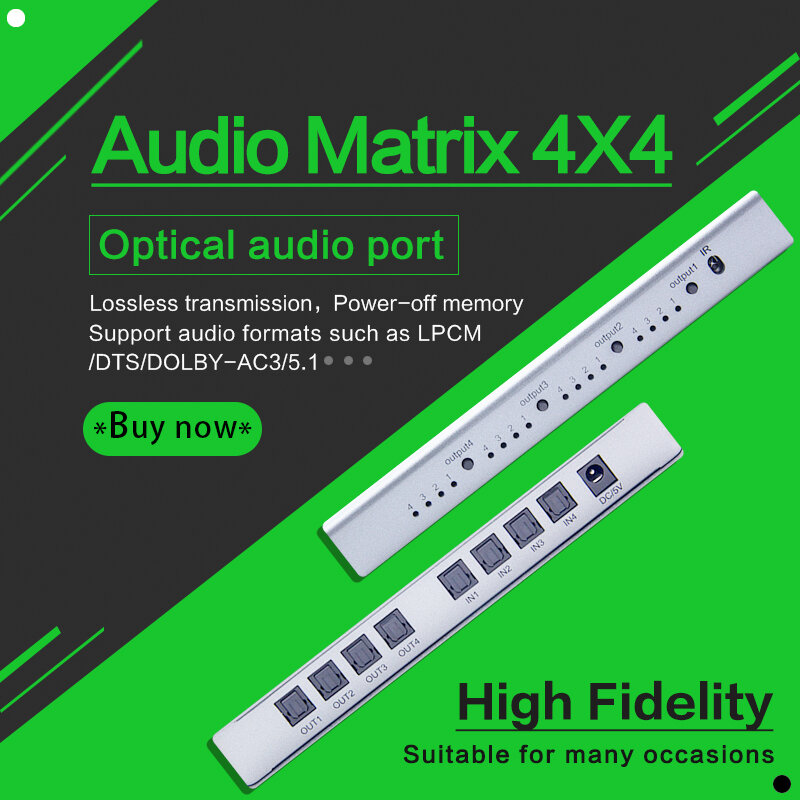 ดิจิตอล Spdif Optical Audio Splitter อะแดปเตอร์4 Way 4X4 Matrix Toslink Splitter SPDIF Optical ที่แยกสายไฟ Hub 4อินพุต4เอาต์พุต