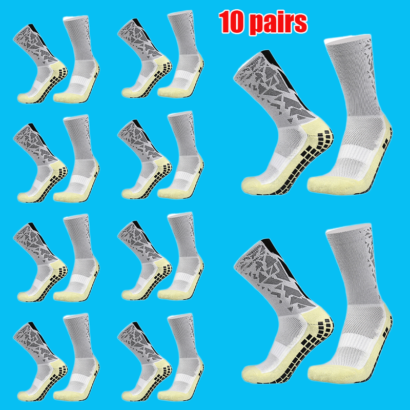 Модные носки 10 пар, Новые камуфляжные спортивные удобные дышащие футбольные носки, Нескользящие силиконовые носки для футбола, волейбола, бадминтона, йоги