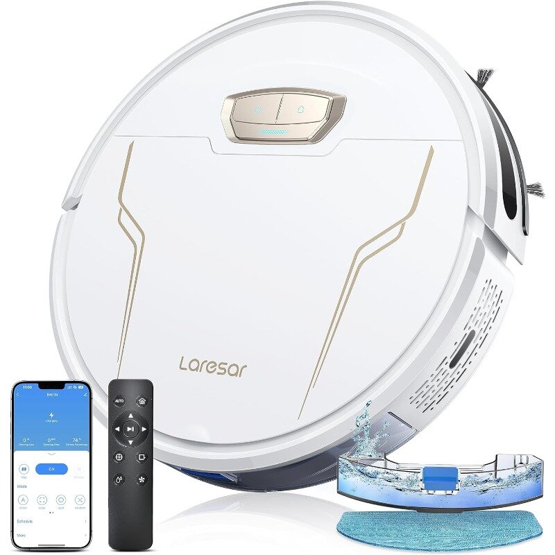 Laresar Robot Vacuums and Mop Combo, 4000Pa Strong Suction, Robotic Vacuum Cleaner with Auto Carpet Boost, 32L x 32W x 7.8H